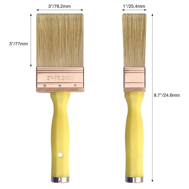 Greatandrew Great Andrew 3 Inch Deck Stain Brush, 2 Pack, Paint Brushes for Staining Wood Wall Fence, Lime Wash Paint Applicator, Handle Threaded for Extension Use, Home Repair Tools - Image 2